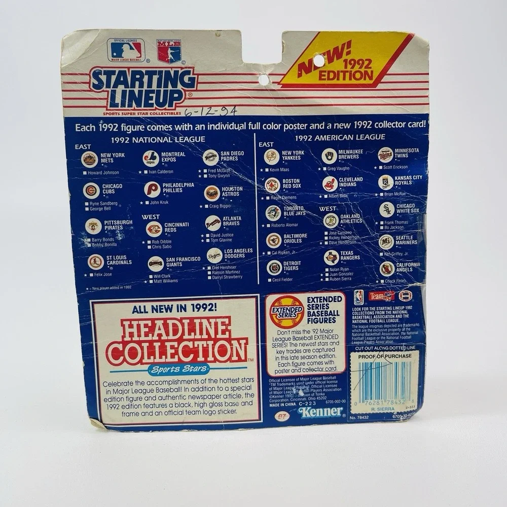 Ruben Sierra Texas Rangers Kenner Toys Starting Lineup MLB 1992